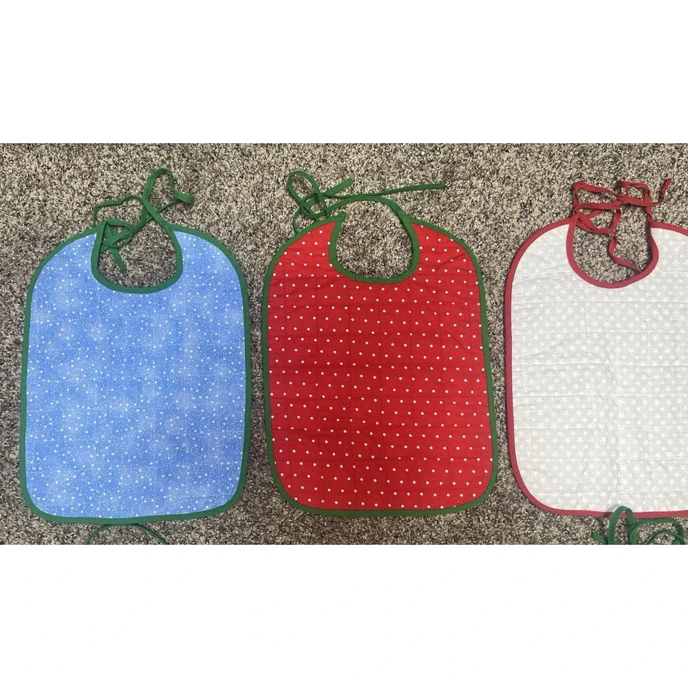 Lot Of 6 Quilted‎ Handmade Christmas Baby Bib Large Size 12